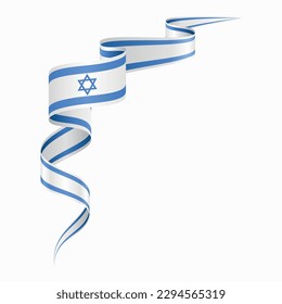 Israeli flag wavy abstract background. Vector illustration.
