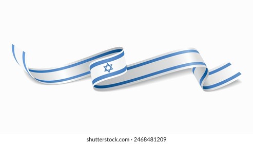 Israeli flag wavy abstract background. Vector illustration.