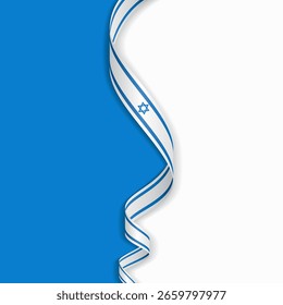 Israeli flag wavy abstract background layout. Vector illustration.