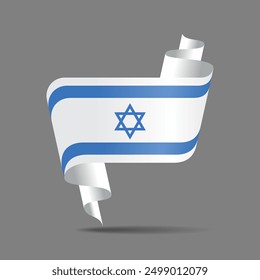 Israeli flag wavy ribbon background. Vector illustration.