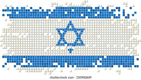 Israeli grunge tile flag. Vector illustration Eps 8.