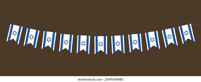 Israeli Independence Day, flag of Israel bunting garland, hanging flags for celebration, pennants