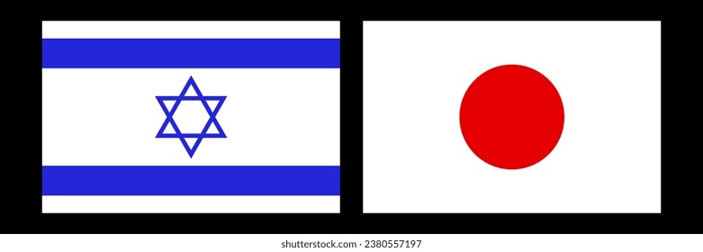 Israeli and Japanese flags icon set. Vector.