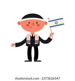 israeli man with flag isolated