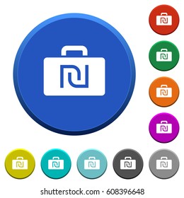 Israeli new Shekel bag round color beveled buttons with smooth surfaces and flat white icons