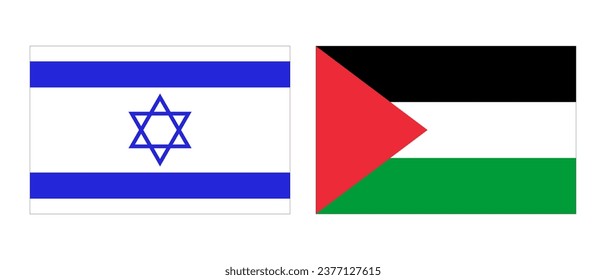 Israeli and Palestinian flags icon set. Vector.