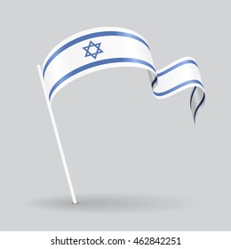 Israeli pin icon wavy flag. Vector illustration.