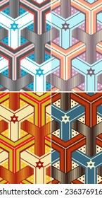 Israeli Seamless Pattern. Abstract Vector Background. The Star Of David Graphic Pattern