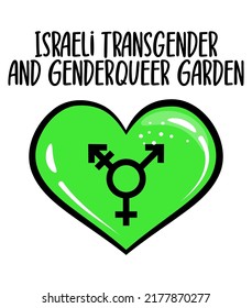 Israeli transgender and genderqueer garden - Rainbow heart sticker Pride Banner. LGBT Flag colors. Happy Pride Month Vector Illustration. LGBTQ plus community festival icons.