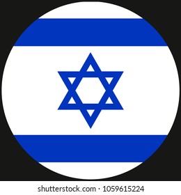 Israeli vector flag Round Israeli flag icon Vector illustration.