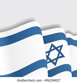 Israeli waving Flag. Vector illustration.