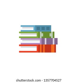 israelpixhorizontal stack of colored books. Old school computer graphic. Element design stickers, logo, mobile app, menu. 8 bit video game. Game assets 8-bit sprite. 16-bit.