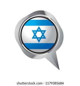 Isreal map pointer vector button with flag isolated on white back ground