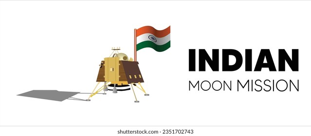 ISRO's Chandrayaan-3 lunar over lander Indian Moon Mission Vikram Lander on white isolated