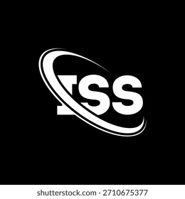 Logotipo ISS. Carta ISS. Design do logotipo da letra ISS. Logotipo ISS inicial ligado com círculo e monograma maiúsculo. Tipografia ISS para marca de tecnologia, negócios e imóveis.