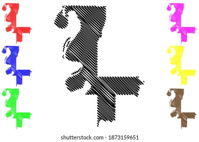 Issaquena County, Mississippi (U.S. county, United States of America, USA, U.S., US) map vector illustration, scribble sketch Issaquena map