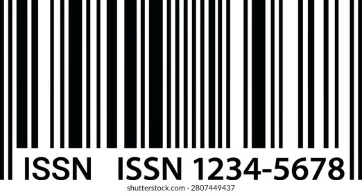 ISSN barcode vector illustration, standard serial number identification code, black and white product tracking label for magazines and periodicals