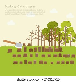 issue deforestation illustration design background. Template for website and mobile appliance concept