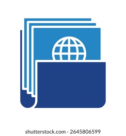 Issue Folder dual tone blue color mini illustration icon, use for journalist, broadcasting, news and media UI, UX kit, app and web development, digital or print.