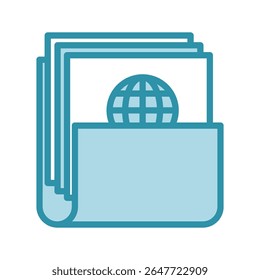 Issue Folder dual tone azul cor mini ícone de ilustração, uso para jornalista, radiodifusão, notícias e mídia UI, kit UX, aplicativo e desenvolvimento web, digital ou impressão.