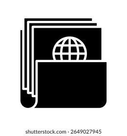 Ícone de glifo da Pasta de Questão, use para jornalista, transmissão, educação, UI de notícias e mídia, kit UX, desenvolvimento de aplicativo e Web, digital ou impresso.