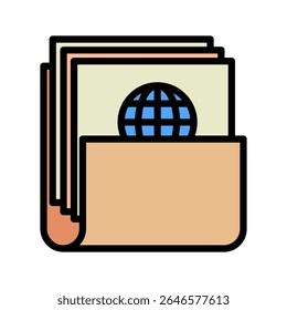Issue Folder mini ilustração ícone de cor de contorno, uso para jornalista, radiodifusão, notícias e mídia UI, kit UX, app e desenvolvimento web, digital ou impresso.