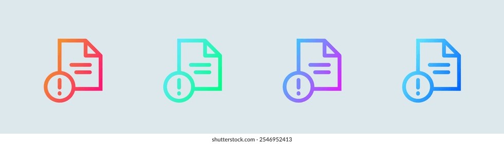 Ícone de linha de ocorrência em cores de gradiente. Ilustração do vetor de sinais de problema.