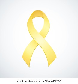 Issue Logo Icon Symbolic Concept Association Of Spinal Bifida, Bladder, Os Tumor, Osteosarcoma, Endometriosis, Craniofacial Acceptance. International Fund Trophy Silk Pale Golden Bow Isolated On White