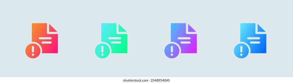 Emita um ícone sólido em cores de gradiente. Ilustração do vetor de sinais de problema.