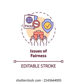 Issues of fairness concept icon. Legalizing unauthorized immigrants negative impact abstract idea thin line illustration. Isolated outline drawing. Editable stroke. Arial, Myriad Pro-Bold fonts used