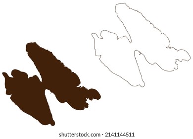 Ist island (Republic of Croatia, Adriatic Sea) map vector illustration, scribble sketch Ist map