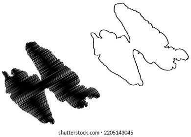 Ist island (Republic of Croatia, Adriatic Sea) map vector illustration, scribble sketch Ist map