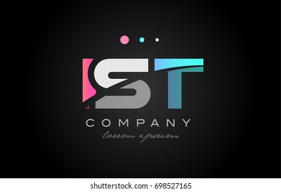 IST i s t three 3 letter logo combination alphabet vector creative company icon design template modern  pink blue white grey