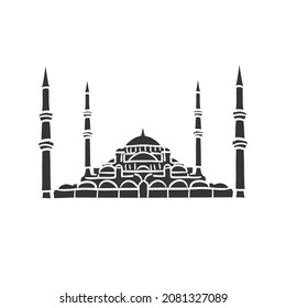 Istambul Mosque Icon Silhouette Illustration. Dome Culture Vector Graphic Pictogram Symbol Clip Art. Doodle Sketch Black Sign.