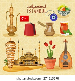 Istanbul arabic Set. Arabi clife set with Turkish household and religious objects