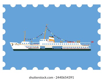 Istanbul Bosphorus Ferry Vector Art