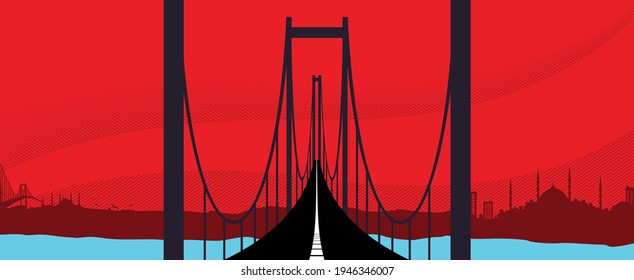 istanbul bosporus bridge silhouette work