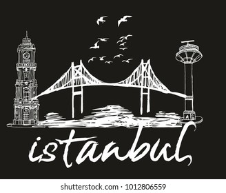 istanbul bosporus graphic design vector art