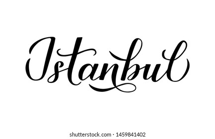 Istanbul calligraphy hand lettering isolated on white. Easy to edit vector template for logo design, travel agencies, souvenir products, typography poster, banner, cards, flyer, t-short, mug, etc. 