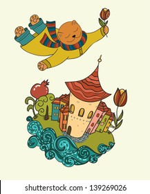 Istanbul cat vector illustration/suitable for print on a cards, a souvenirs, a t-shirts etc.