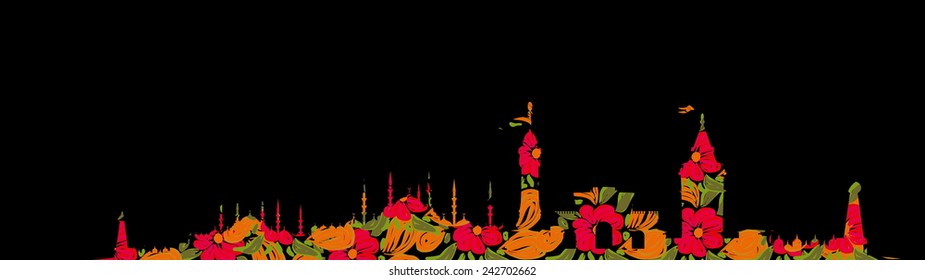 istanbul city and flower vector art