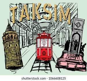 Istanbul city graphic design vector art