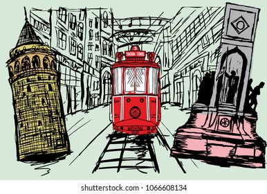 Istanbul city graphic design vector art