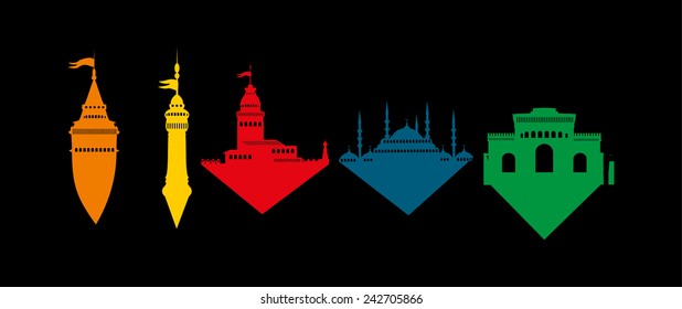 istanbul city graphic design vector art