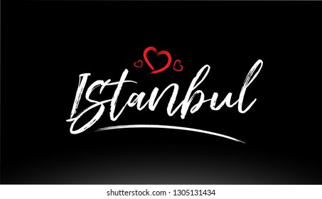 istanbul city hand written text with red heart suitable for logo or typography design