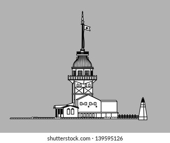 istanbul city maidens tower vector art