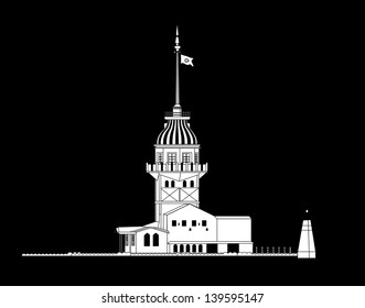 istanbul city maidens tower vector art