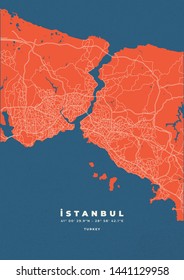 istanbul city map road poster