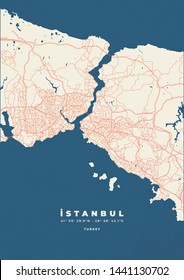 Istanbul City Map Road Poster