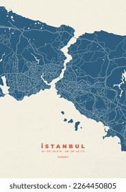 Afiche de vector del mapa de la ciudad de Estambul	